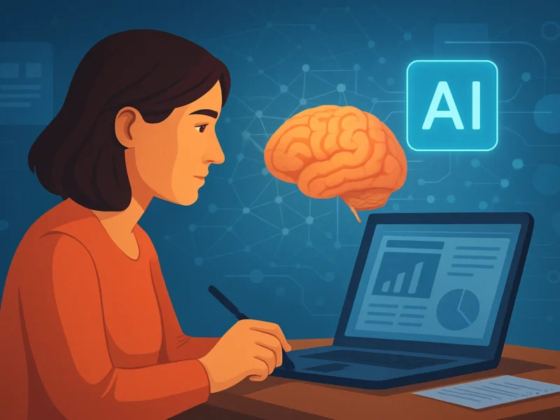 Donna osserva flussi di dati cerebrali guidati da intelligenza artificiale