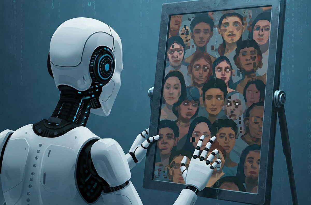 Rappresentazione visiva del bias algoritmico nell’intelligenza artificiale