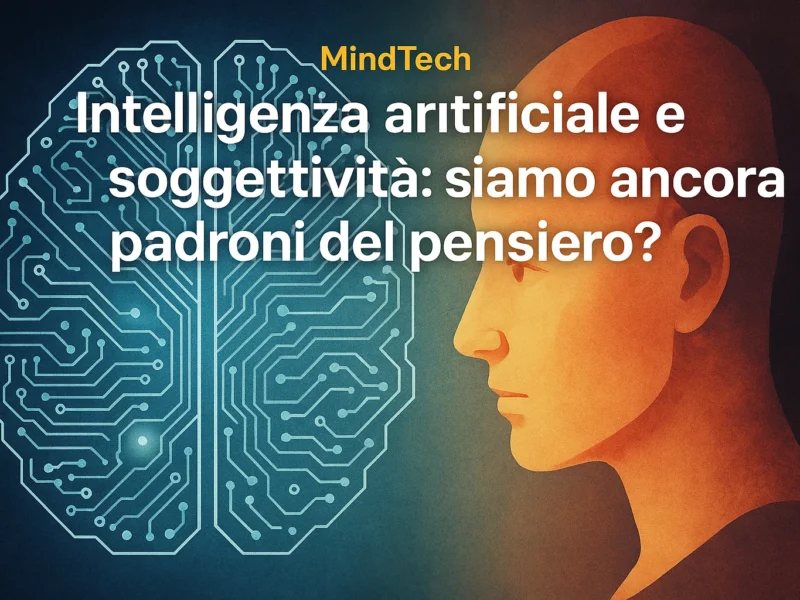 Cervello digitale e profilo umano a confronto, simbolo dell’interazione tra AI e pensiero individuale
